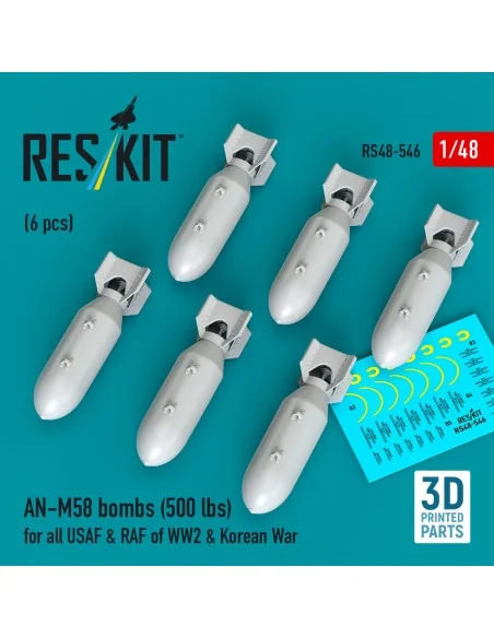 AN-M58 bombs (6 pcs) (500 lbs) for all USAF & RAF of WW2 & Korean W...