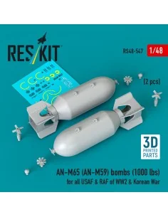 AN-M65 (AN-M59) bombs (2 pcs) (1000 lbs) for all USAF & RAF of WW2 ...