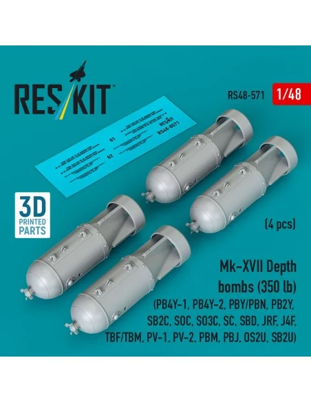 Mk-XVII Depth bombs (350 lb) (4 pcs) (PB4Y-1, PB4Y-2, PBY/PBN, PB2Y...