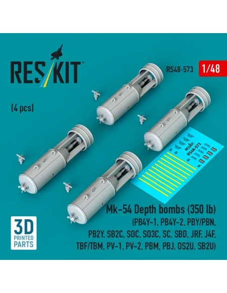 Mk-54 Depth bombs (350 lb) (4 pcs) (PB4Y-1, PB4Y-2, PBY/PBN, PB2Y, ...