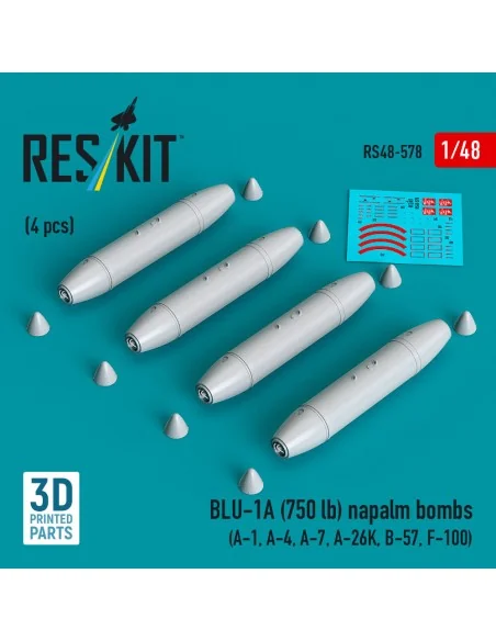 BLU-1A (750 lb) napalm bombs (4 pcs) (A-1, A-4, A-7, A-26K, B-57, F...