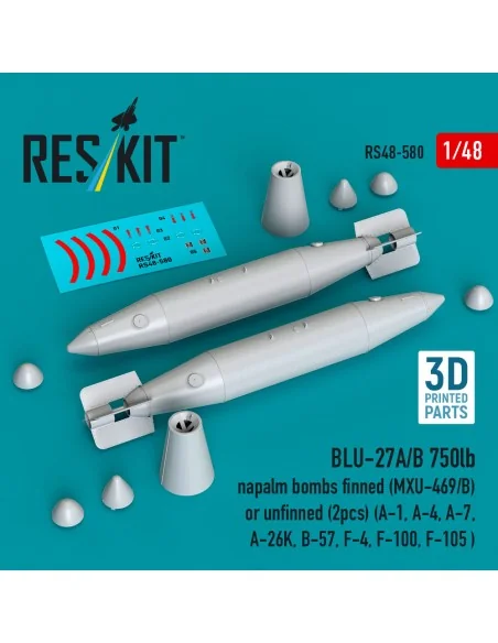 BLU-27A/B 750lb napalm bombs finned (MXU-469/B) or unfinned (2pcs) ...