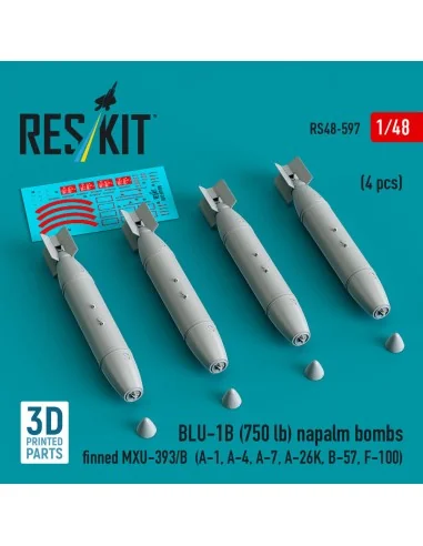 BLU-1B (750 lb) napalm bombs finned MXU-393/B (4 pcs) (A-1, A-4, A-...