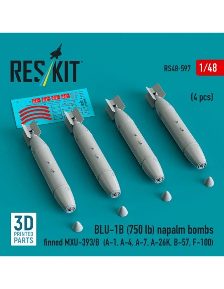 BLU-1B (750 lb) napalm bombs finned MXU-393/B (4 pcs) (A-1, A-4, A-...