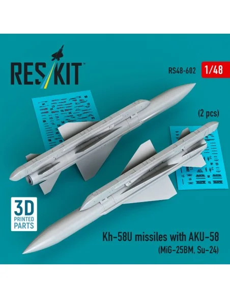 Kh-58U missiles with AKU-58 (2 pcs) (MiG-25BM, Su-24) (3D Printed),...