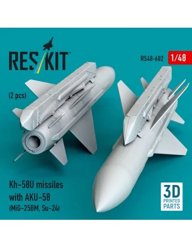Kh-58U missiles with AKU-58 (2 pcs) (MiG-25BM, Su-24) (3D Printed),...