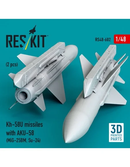 Kh-58U missiles with AKU-58 (2 pcs) (MiG-25BM, Su-24) (3D Printed),...