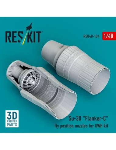 Su-30 Flanker-C fly position nozzles for GWH kit (3D Printed), 1/48...