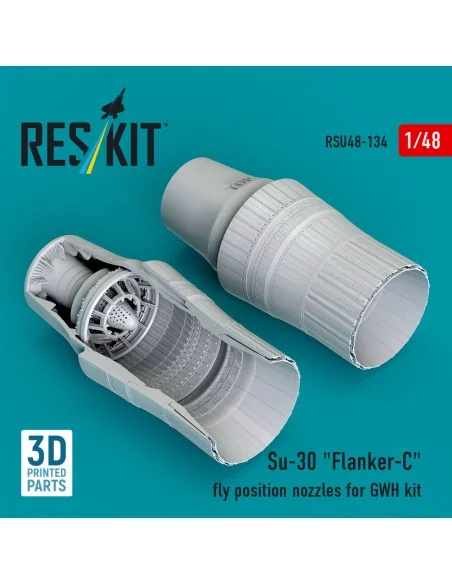 Su-30 Flanker-C fly position nozzles for GWH kit (3D Printed), 1/48...
