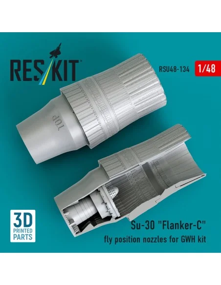 Su-30 Flanker-C fly position nozzles for GWH kit (3D Printed), 1/48...