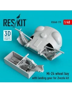 Mi-24 wheel bay with landing gear for Zvezda kit (3D Printed), 1/48...