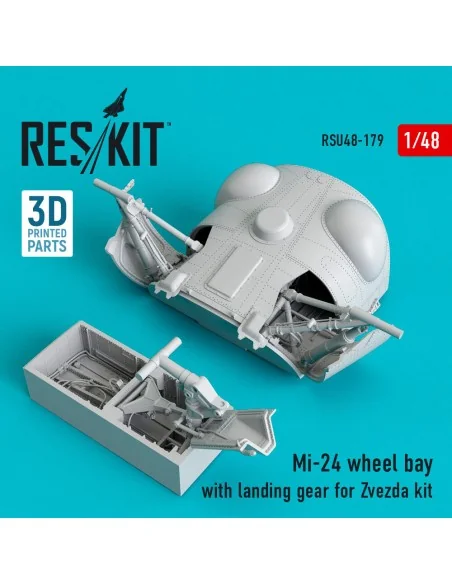 Mi-24 wheel bay with landing gear for Zvezda kit (3D Printed), 1/48...