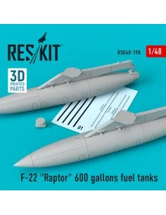 F-22 Raptor 600 gallons fuel tanks (3D Printed), 1/48 - ResKit Mode...