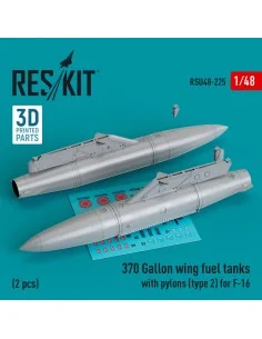 370 Gallon wing fuel tanks with pylons (type 2) for F-16 (A/B/C/D/E...