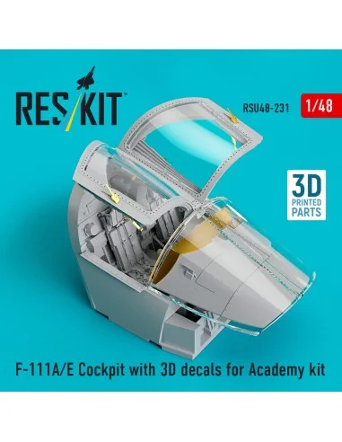 F-111A/E Cockpit with 3D decals for Academy kit (3D Printed), 1/48 ...