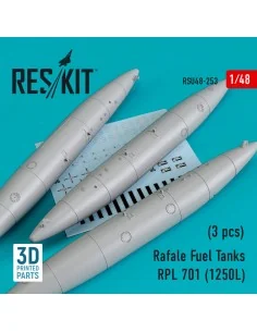 Rafale Fuel Tanks RPL 701 (1250L) (3 pcs) (3D Printed), 1/48 - ResK...