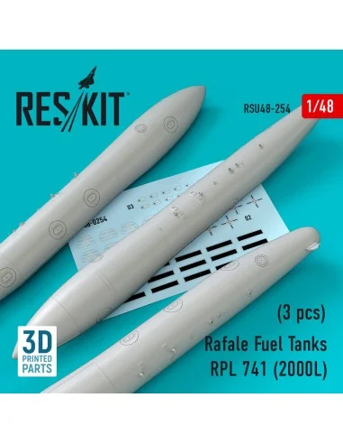 Rafale Fuel Tanks RPL 741 (2000L) (3 pcs) (3D Printed), 1/48 - ResK...