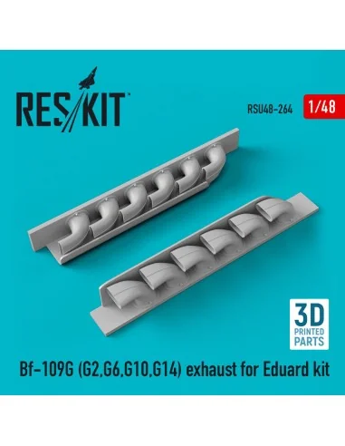 Bf-109G (G2, G6, G10, G14) exhaust for Eduard kit (3D Printed), 1/4...