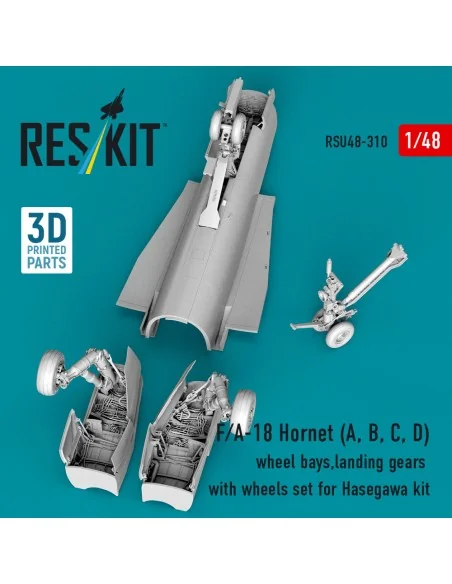 F/A-18 Hornet (A, B, C, D) wheel bays, landing gears with wheels se...