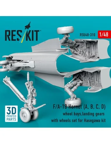 F/A-18 Hornet (A, B, C, D) wheel bays, landing gears with wheels se...