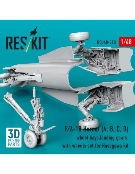 F/A-18 Hornet (A, B, C, D) wheel bays, landing gears with wheels se...