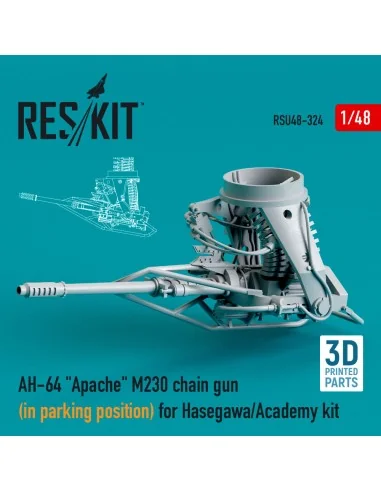 AH-64 Apache M230 chain gun (in parking position) for Hasegawa/Acad...