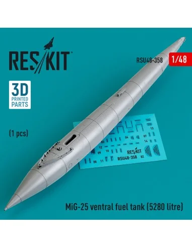 MiG-25 ventral fuel tank (5280 litre) (3D printed), 1/48 - ResKit M...