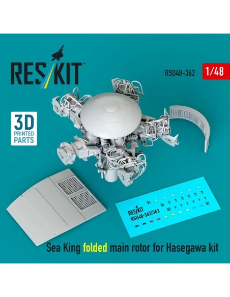 Sea King folded main rotor for Hasegawa kit (3D Printed), 1/48 - Re...