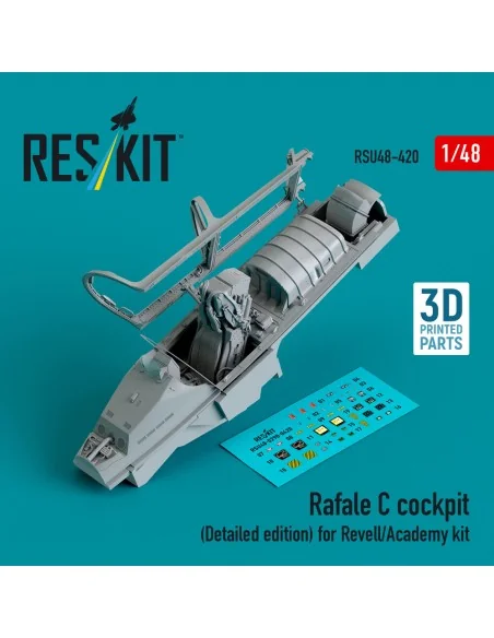 Rafale C cockpit (Detailed edition) for Revell/Academy kit (3D prin...