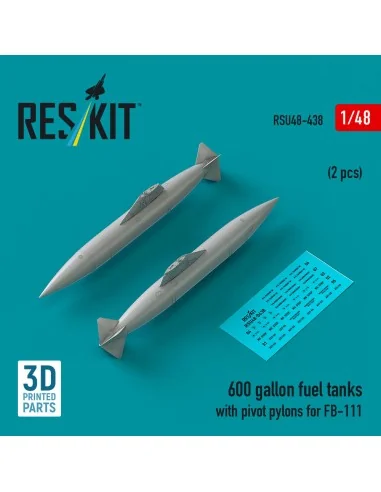600 gallon fuel tanks with pivot pylons for FB-111 (2 pcs) (3D Prin...