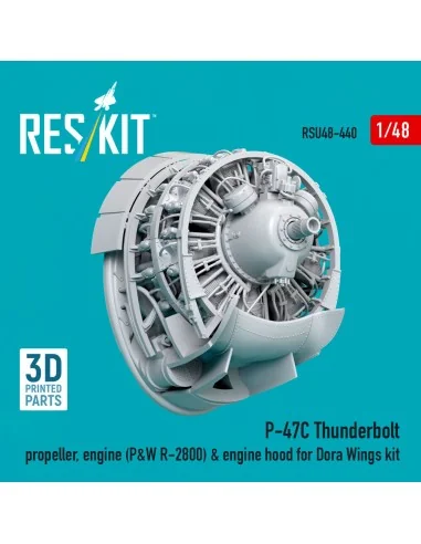 P-47C Thunderbolt propeller, engine (P&W R-2800) & engine hood (3D ...