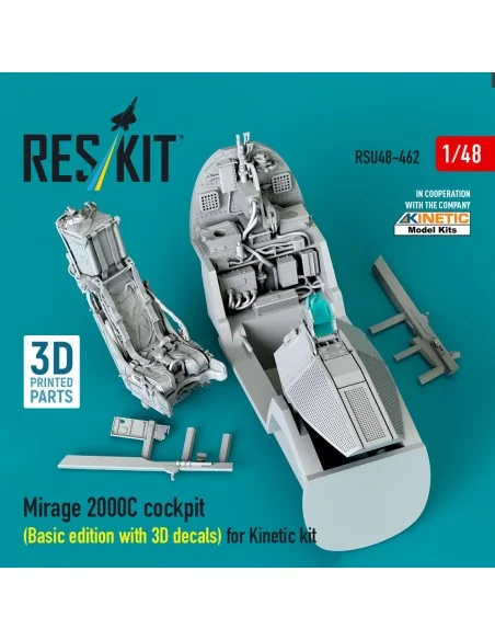 Mirage 2000C cockpit (Basic edition with 3D decals) for Kinetic kit...