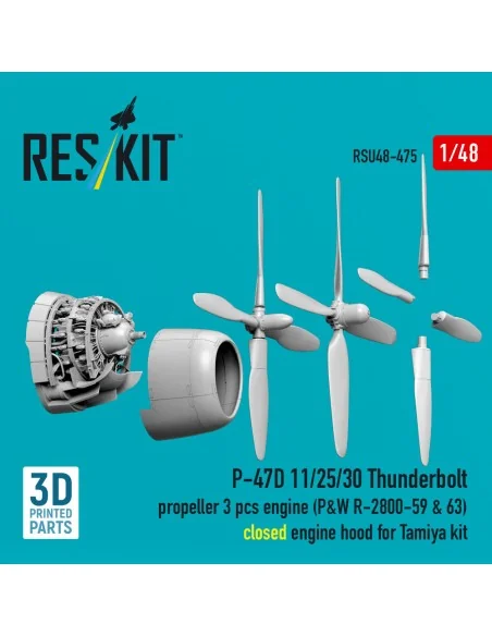 P-47D 11/25/30 Thunderbolt propeller (3 pcs), engine (P&W R-2800-59...