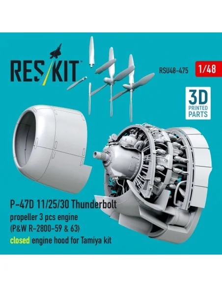 P-47D 11/25/30 Thunderbolt propeller (3 pcs), engine (P&W R-2800-59...