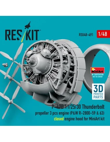 P-47D 11/25/30 Thunderbolt propeller (3 pcs), engine (P&W R-2800-59...