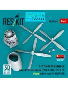 P-47 M/N Thunderbolt propeller (3 pcs), engine (P&W R-2800-57C & 73...