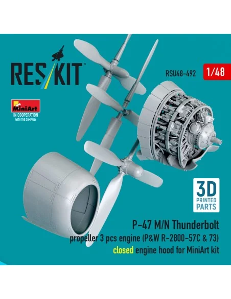 P-47 M/N Thunderbolt propeller (3 pcs), engine (P&W R-2800-57C & 73...