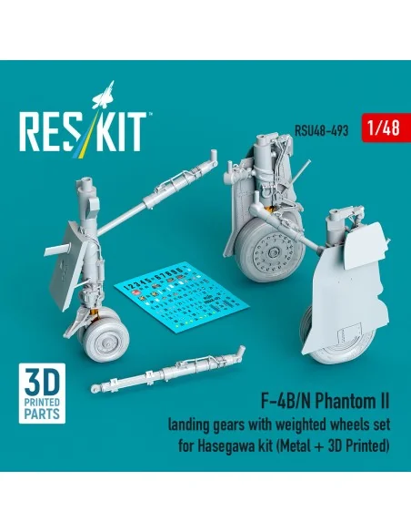F-4B/N Phantom II landing gear with weighted wheels set (Metal + 3D...