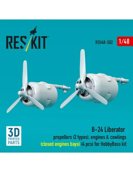 B-24 Liberator propellers (2 types), engines & cowlings (closed eng...