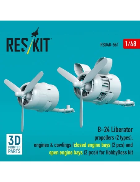 B-24 Liberator propellers (2 types), engines & cowlings (closed eng...