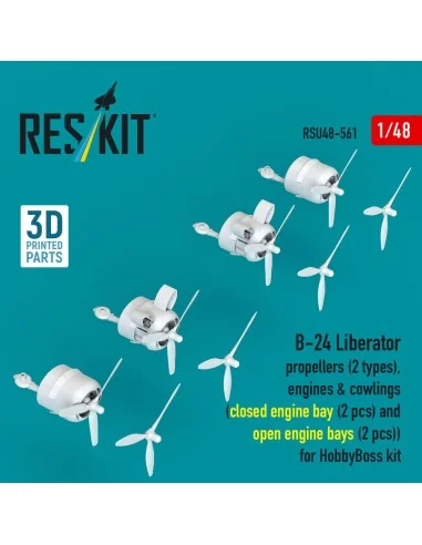 B-24 Liberator propellers (2 types), engines & cowlings (closed eng...