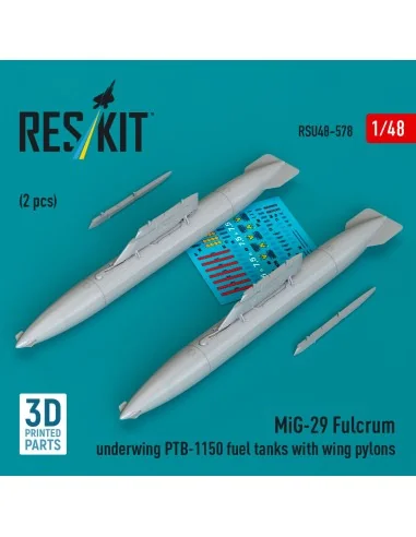 MiG-29 Fulcrum underwing PTB-1150 fuel tanks with wing pylons (2 pc...