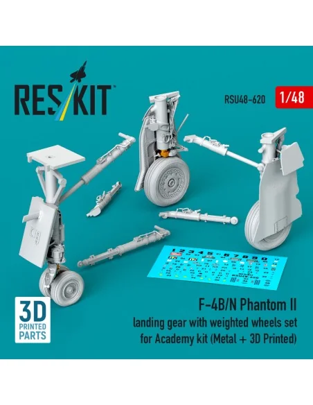 F-4B/N Phantom II landing gear with weighted wheels set (Metal + 3D...