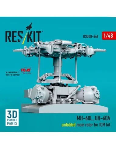 MH-60L, UH-60A, unfolded main rotor (3D Printed) for ICM, 1/48 - Re...