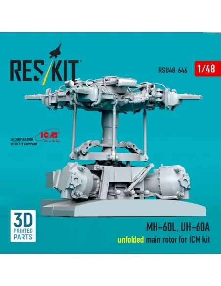 MH-60L, UH-60A, unfolded main rotor (3D Printed) for ICM, 1/48 - Re...