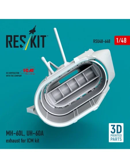 MH-60L, UH-60A exhaust (3D Printed) for ICM, 1/48 - ResKit Models R...