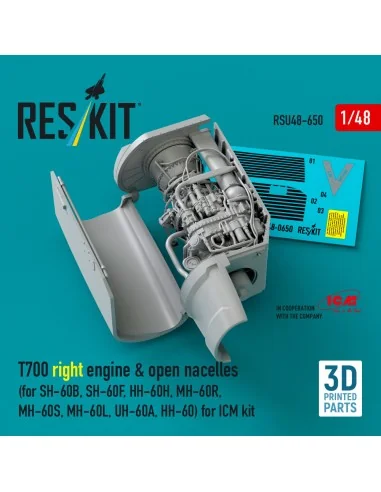 T700 right engine & open nacelles (for SH-60B, SH-60F, HH-60H, MH-6...