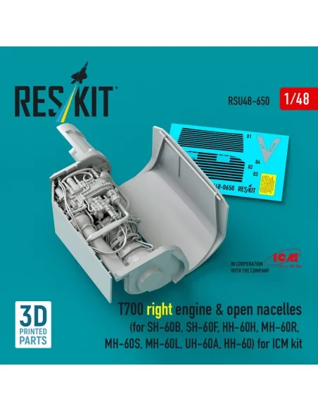 T700 right engine & open nacelles (for SH-60B, SH-60F, HH-60H, MH-6...