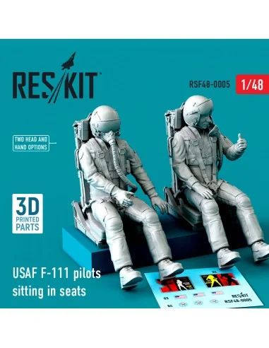 USAF F-111 pilots sitting in seats (2 pcs) (3D Printed), 1/48 - Res...
