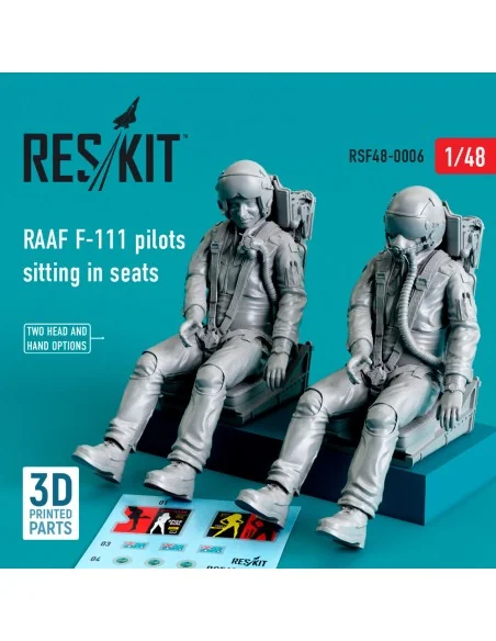 RAAF F-111 pilots sitting in seats (2 pcs) (3D Printed), 1/48 - Res...
